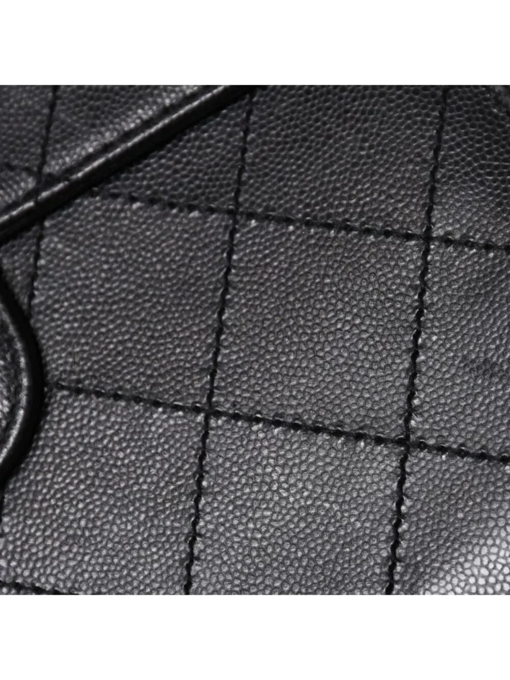 Chanel Quilted Bag CC Logo Caviar Leather Black Gold